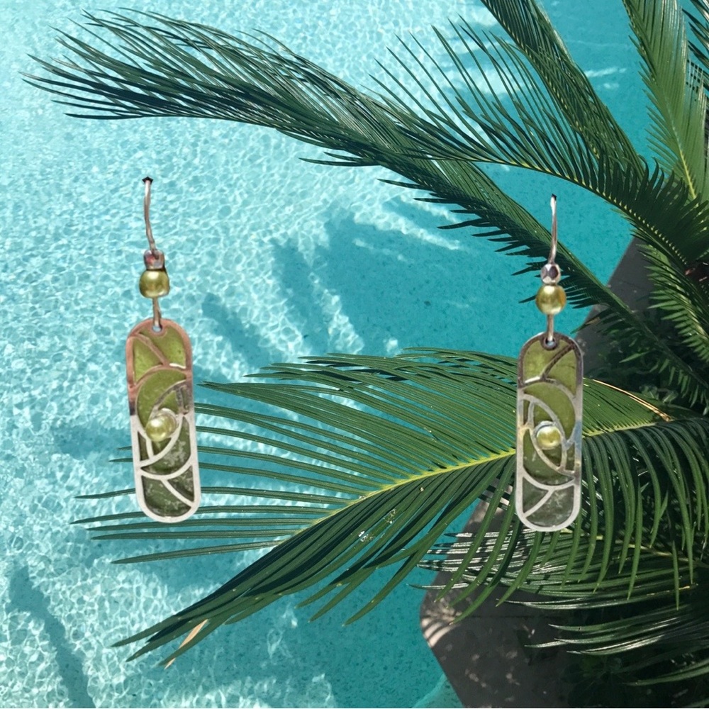 Adajio Sky Green with Silver overlay Dangle